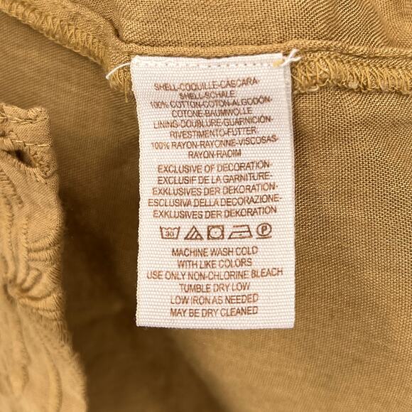 FREE PEOPLE Daniella Mini Dress Women 0 Taupe Embroidered Eyelet Puff Sleeve NEW - Picture 10 of 14